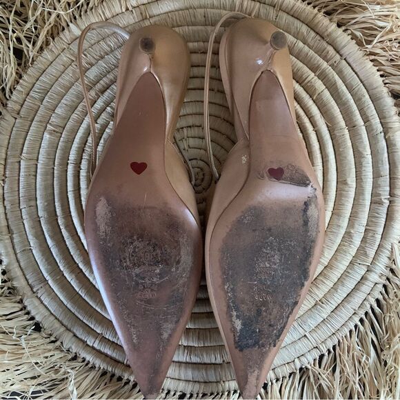 MOSCHINO Italian Leather Nude Slingback Kitten Heel Pumps 36 - Picture 12 of 16